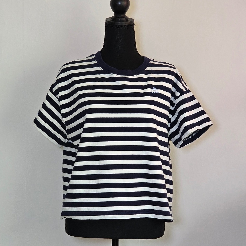 Scotch & Soda Women Navy White Striped Cotton Tee XL new England summer preppy